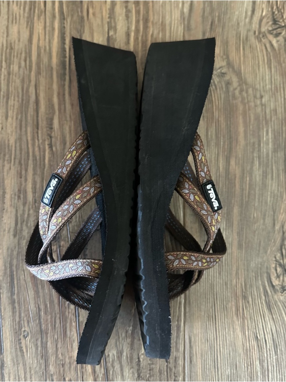 TEVA mush Olowahu women’s strappy BOHO wedge flip flop sandals size 8 - Picture 5 of 11
